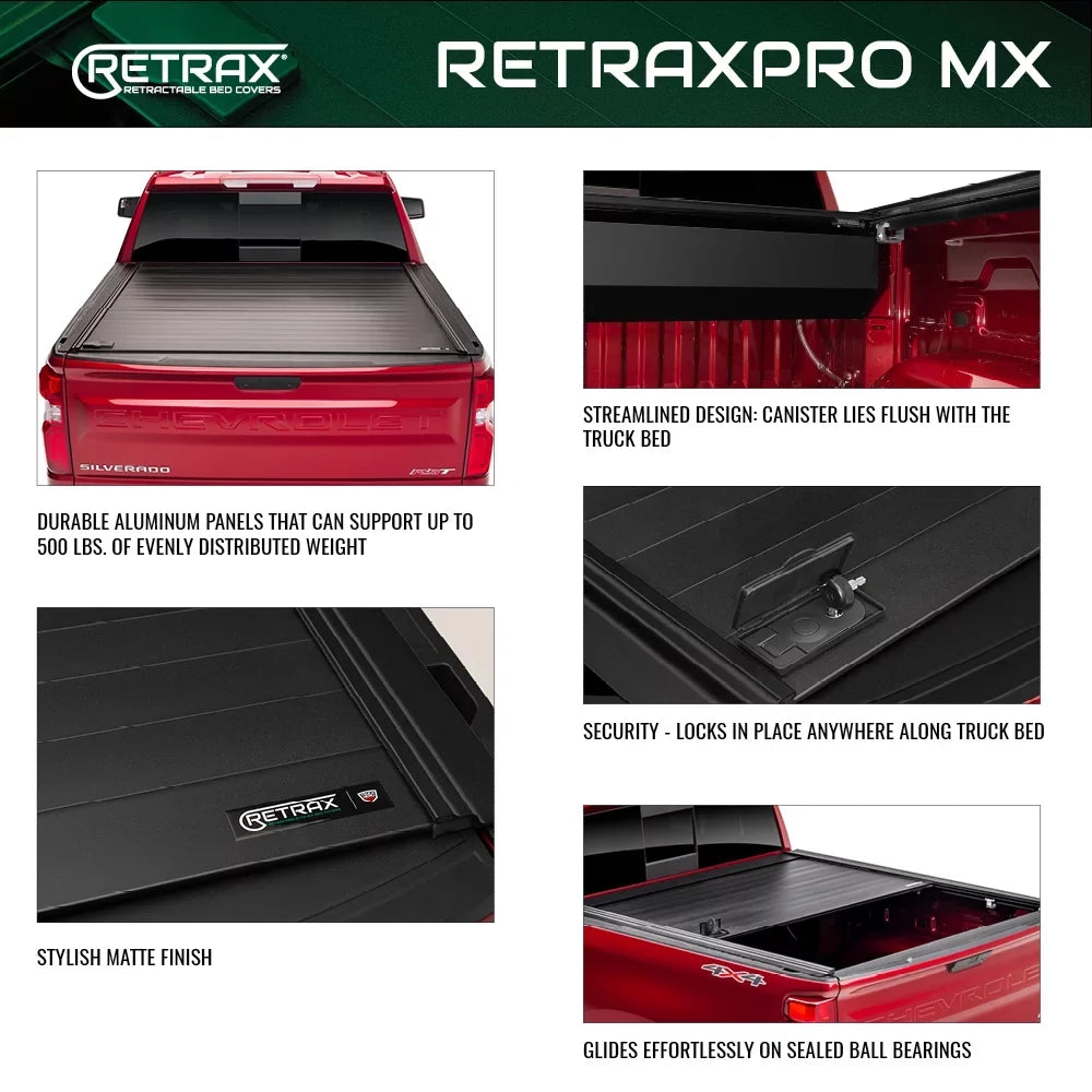 Retrax By Realtruck  Retractable Truck Bed Tonneau Cover | 80842 | Compatible With Select 2007-2021 Toyota Tundra Regular & Double Cab with Deck Rail System 6' 7" Bed (78.7")