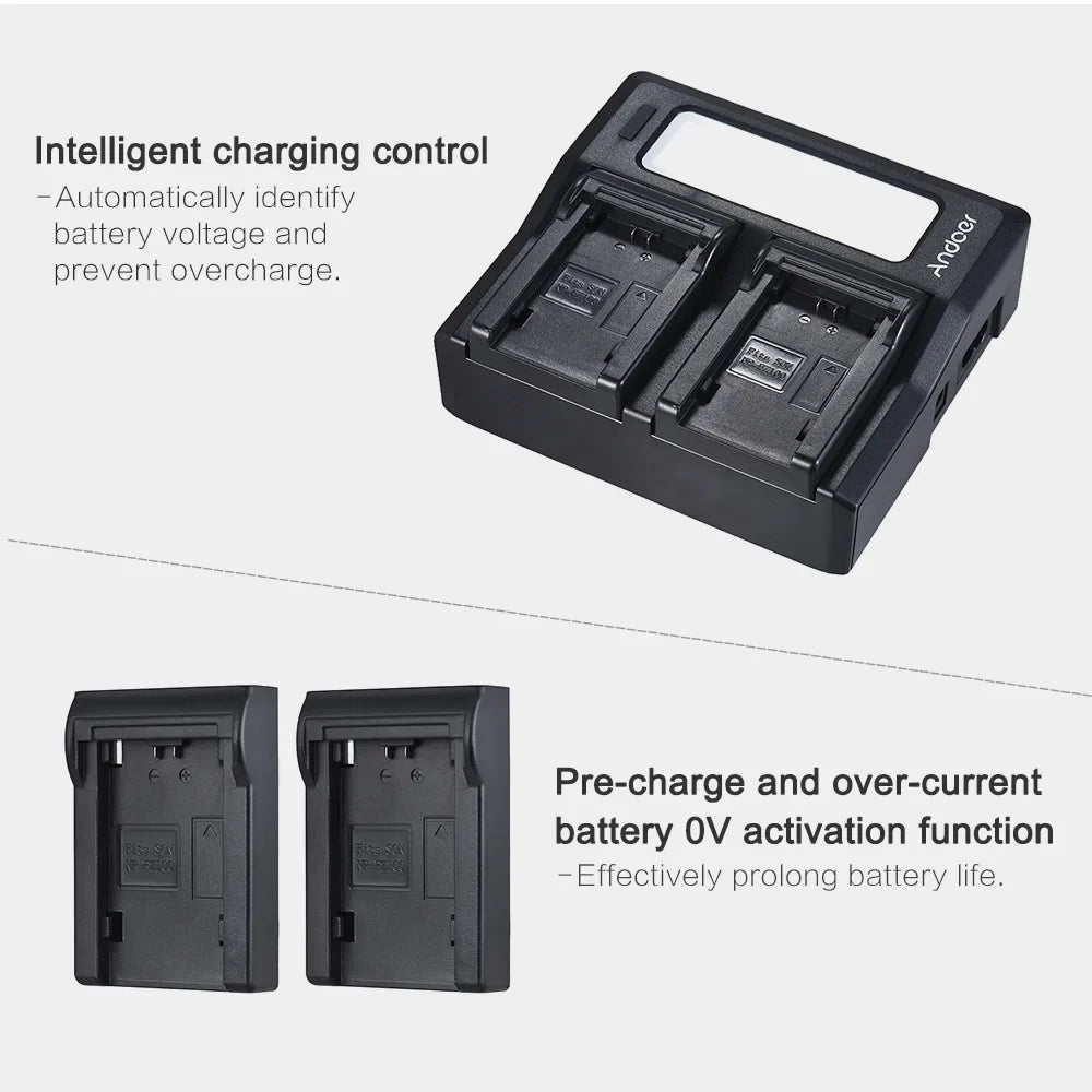 Andoer - Dual Channel  Battery Replacement for Sony