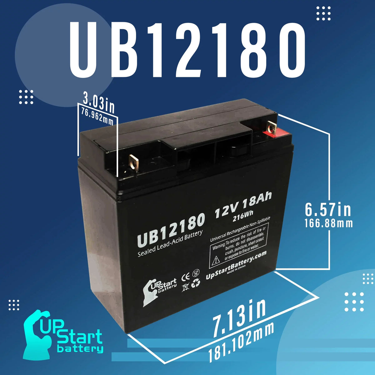 3x Pack - Compatible  14600003401 Battery - Replacement  Universal Sealed Lead Acid Battery (12V, 18Ah, 18000mAh,  Terminal, , )