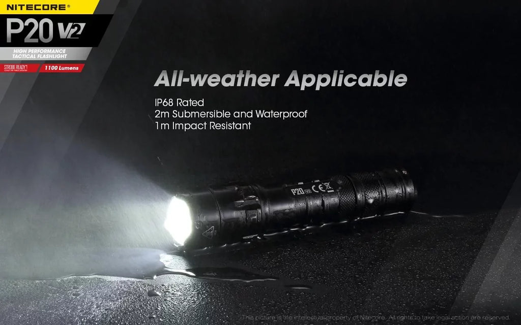 Combo: Nitecore   Tactical  Flashlight -  -  - 1100 Lumens w/ Battery +2x Free Eco-Sensa  Batteries