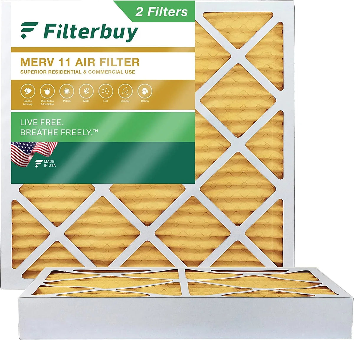 Filterbuy 12x12x4  11 Pleated   Furnace Air Filters (2-Pack)