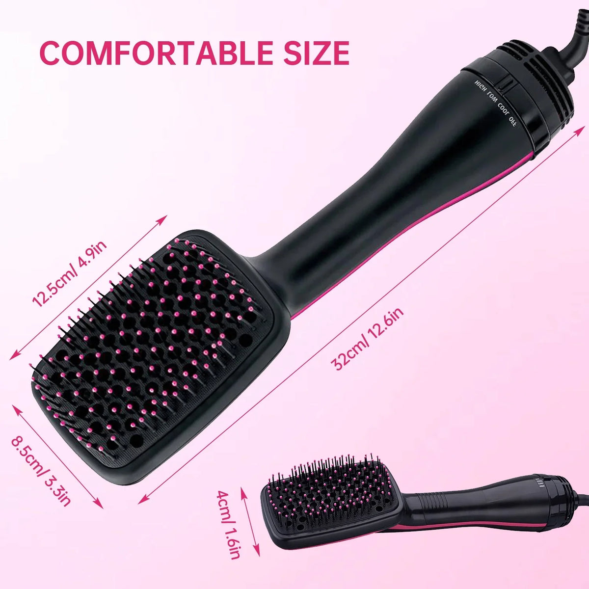 One-Step Hair Dryer and Styler | Detangle, Dry, and Smooth Hair(Black)