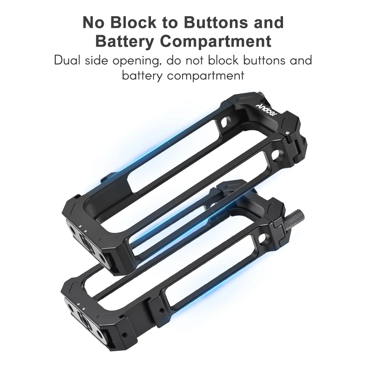 Andoer Aluminum Alloy Sports Camera Video Cage with Dual Cold Shoe Mounts - Metal Protective Frame Vlog Accessories for Insta360