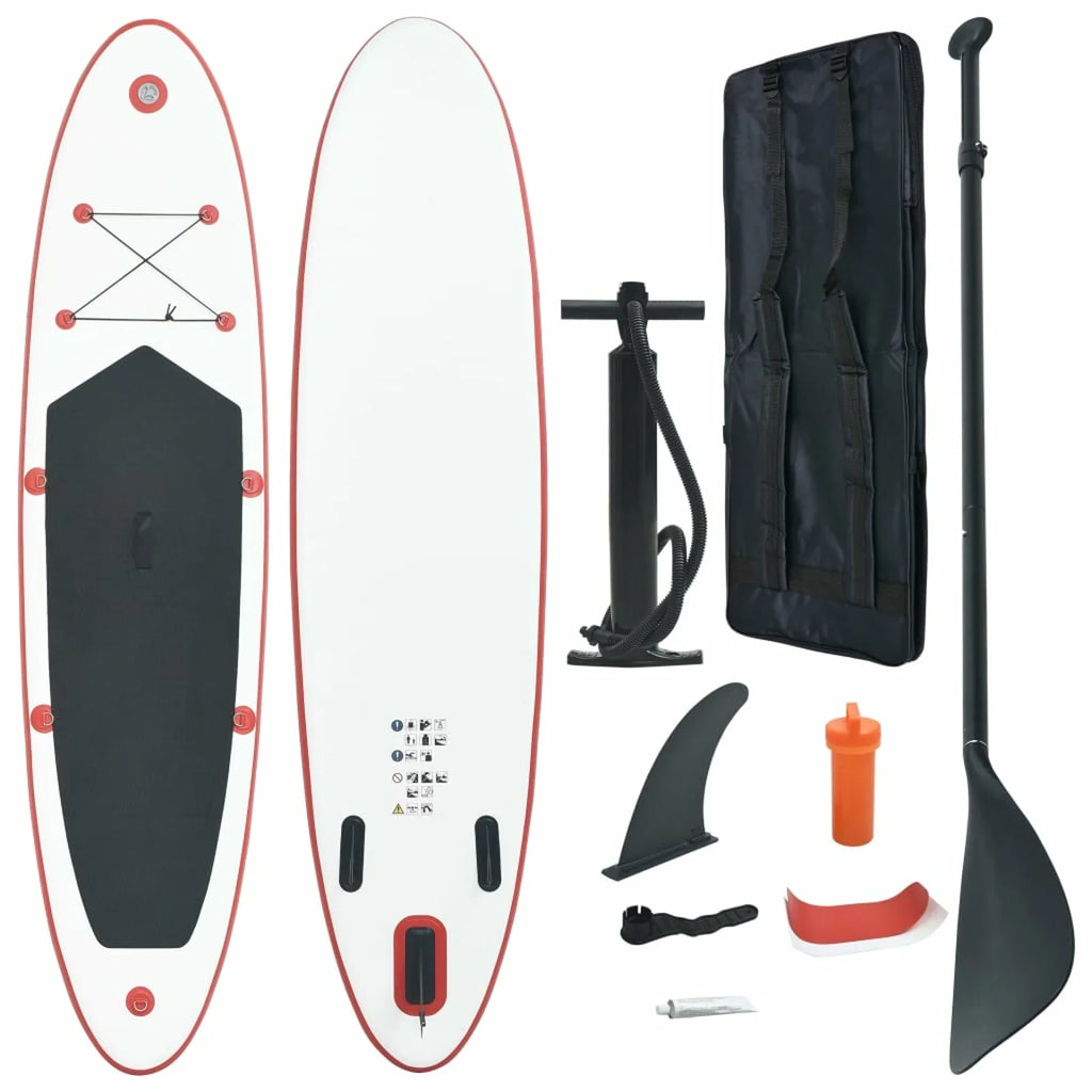 Andoer Paddle Board Set Surfboard Inflatable Red and White