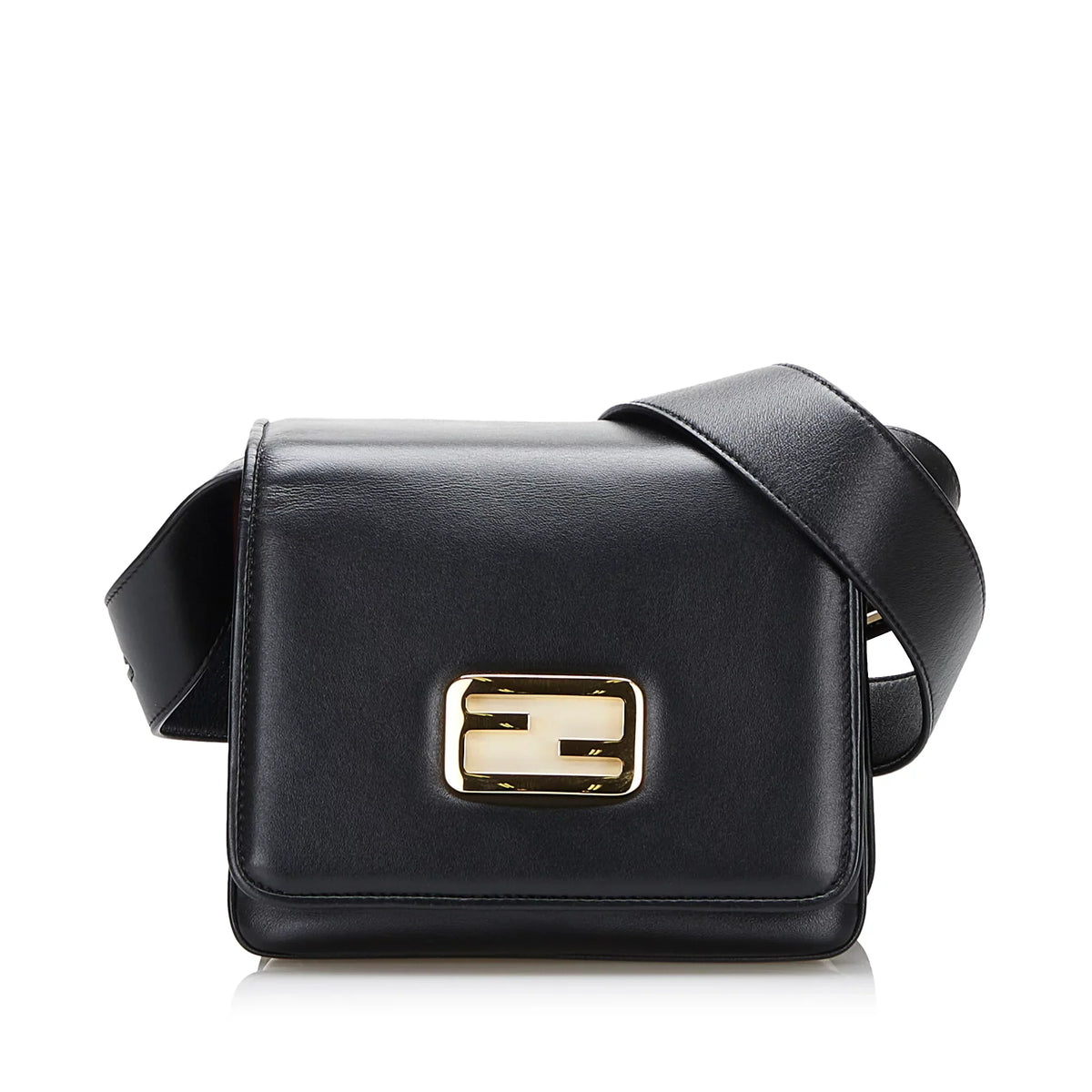 Pre-Owned Authenticated Fendi Small  Crossbody Bag Calf Leather Black Unisex (Good)