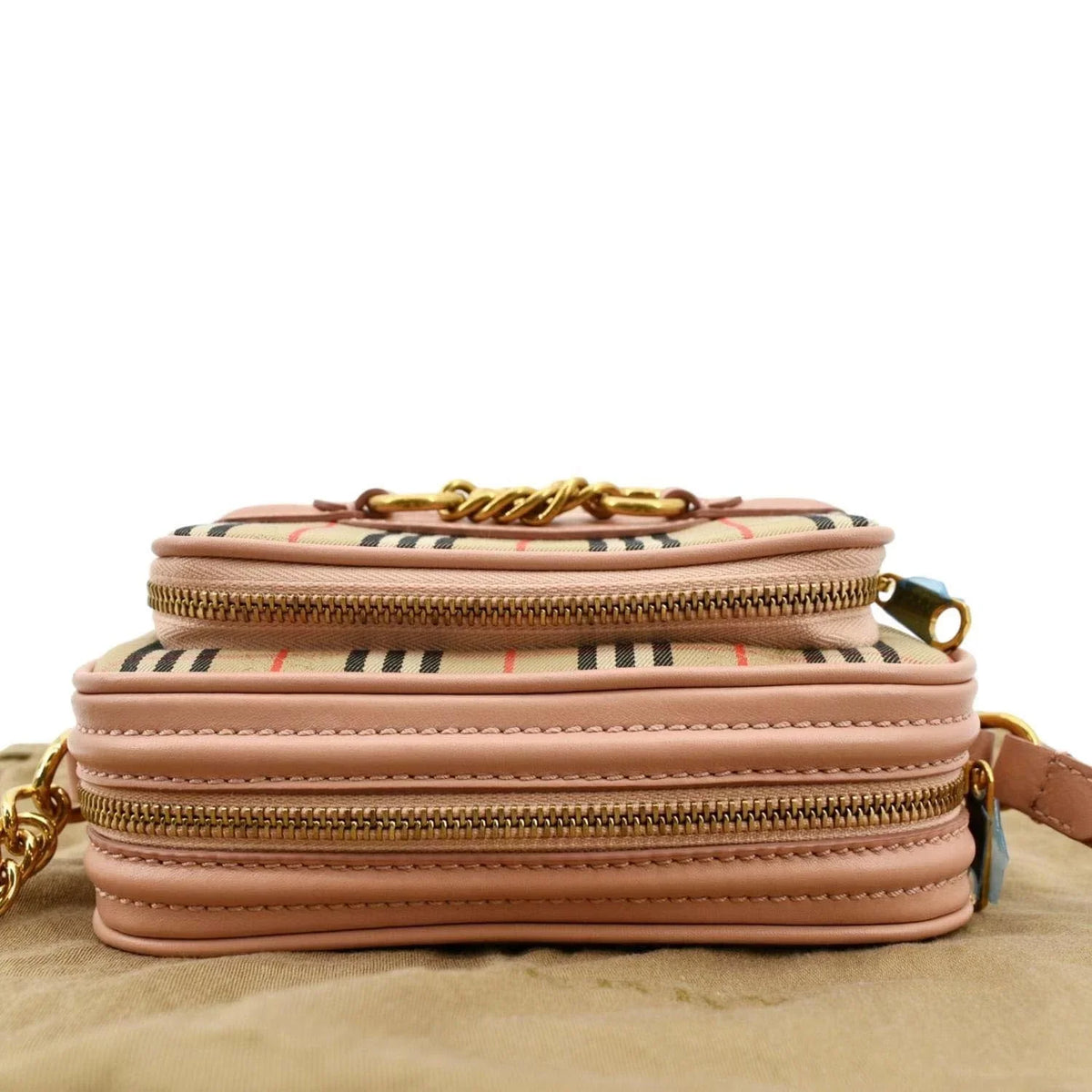 Pre-owned  1983 Knight Check Link Crossbody Camera Bag Light Pink