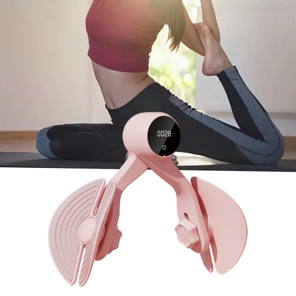 Inner Thigh Exerciser, Hip Trainer with Counter, Leg Machine Thigh Muscle Strengthening, Workout Home Gym Compact, Hip Thigh Exerciser Trimmer Pink