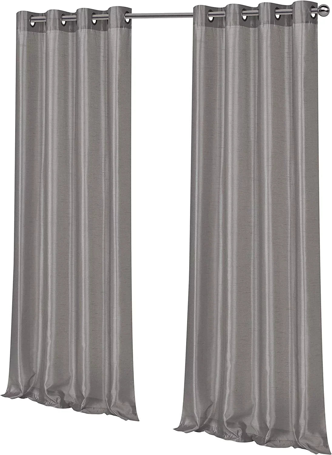 2 Pack: Regal Home Collections Ultra Luxurious Semi Sheer Shimmer Grommet Top Curtain Panels - Silver/Gray