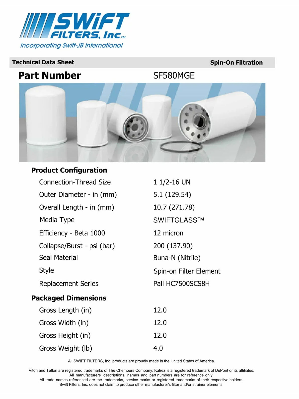 Direct Interchange for  1792in-On Filter Element Microglass Construction 12 Micron