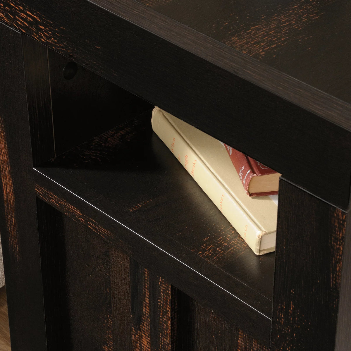 Sauder Dakota Pass End Table, Char Pine Finish