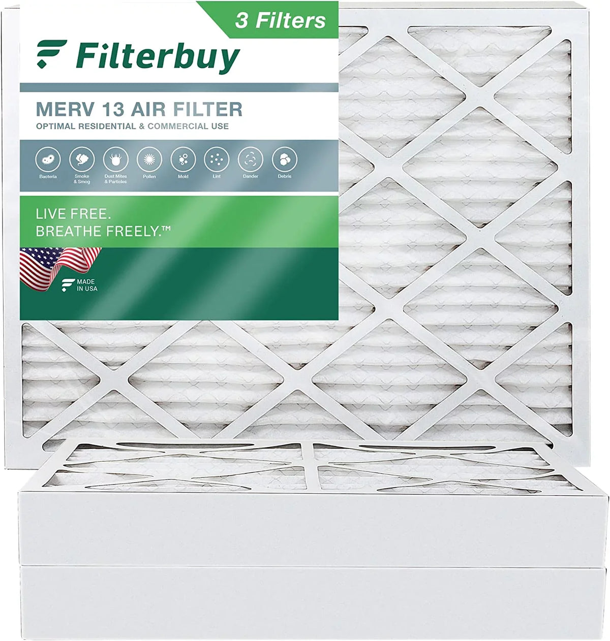 Filterbuy 16x20x4  13 Pleated   Furnace Air Filters (3-Pack)