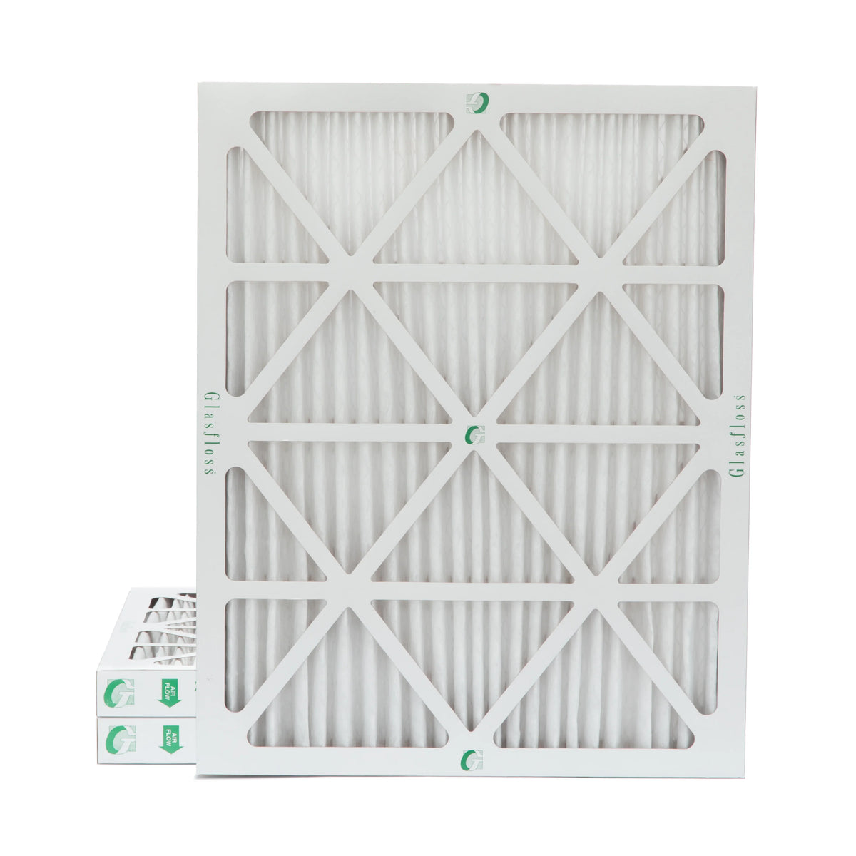 3 Pack of 18x20x2  13 Pleated 2" Inch Air Filters by Glasfloss. Actual Size: 17-1/2 x 19-1/2 x 1-3/4