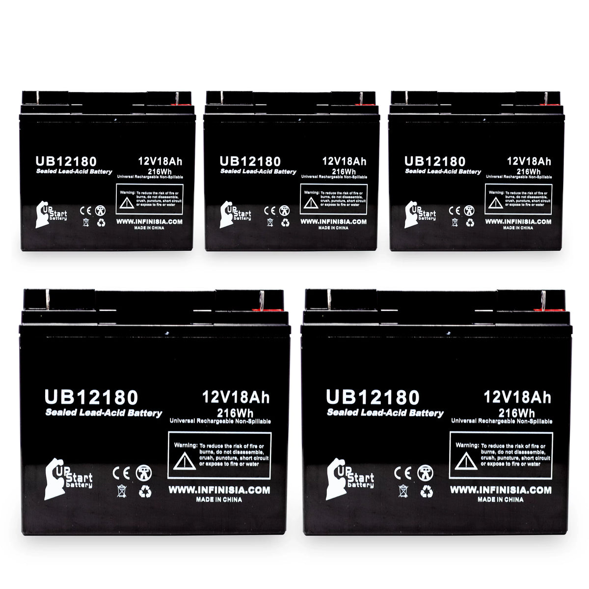5x Pack - Compatible General Power  Battery - Replacement  Universal Sealed Lead Acid Battery (12V, 18Ah, 18000mAh,  Terminal, , )