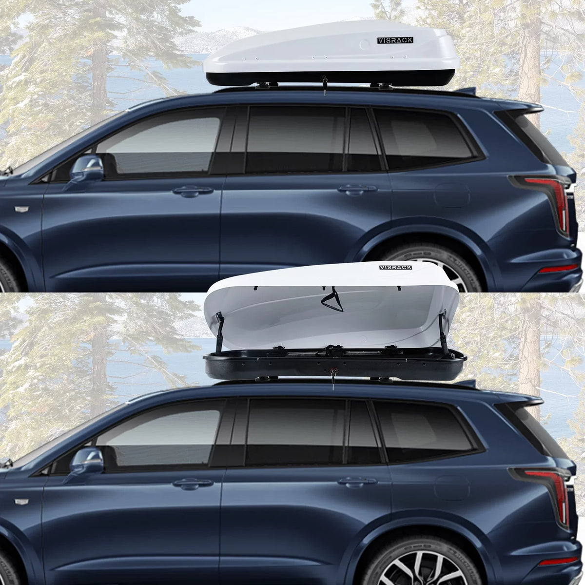 Large Rooftop Cargo Carrier Hard Shell Rooftop Cargo Box with Double Locks, 13 ft³ Waterproof Cargo Box for  Rooftop 56.3"  x 30.3"  x 13.8" , White