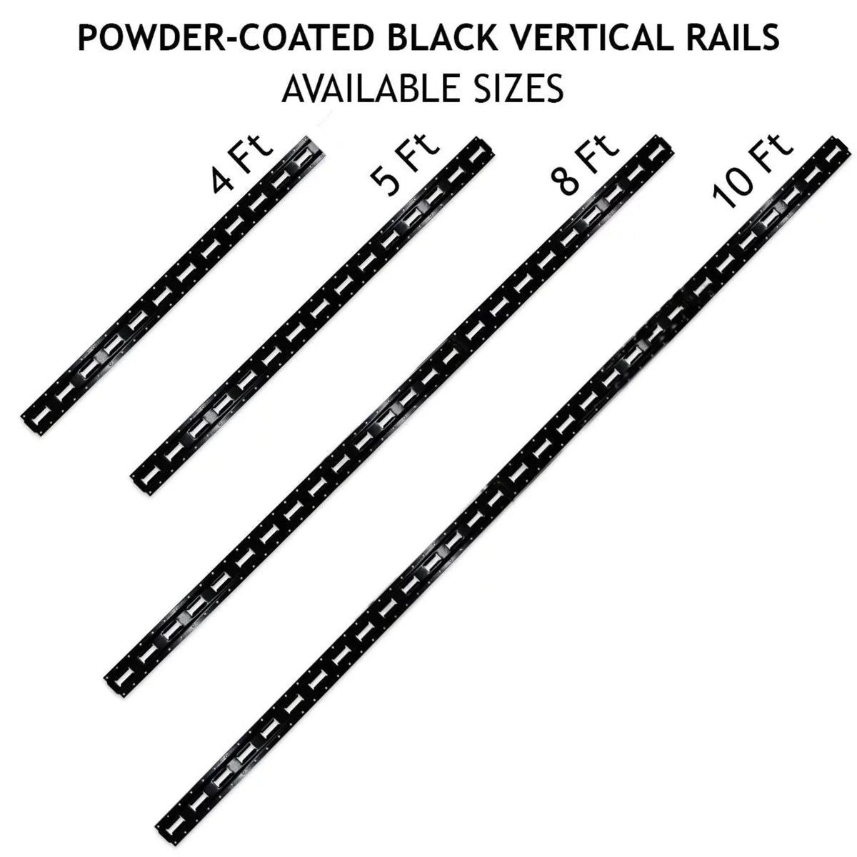 "6 Pack | 5'  Track Tie-Down Rail, Powder-Coated Steel ETrack TieDown | 5' Vertical -Track Bolt-On Tie Down Rail for Cargo on Pickups, Trucks, Trailers, Vans"
