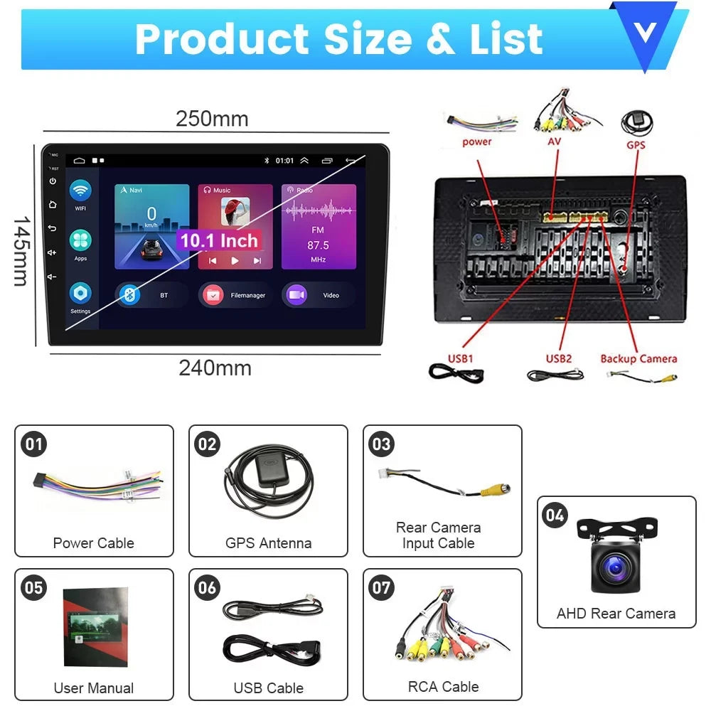 Podofo 2+64G for Honda Civic 2006-2011 Wireless Carplay Android Auto Mirror Link 10'' Touchscreen Car Stereo Radio Android 13  1080P   Hifi  Bluetooth,  Backup Camera