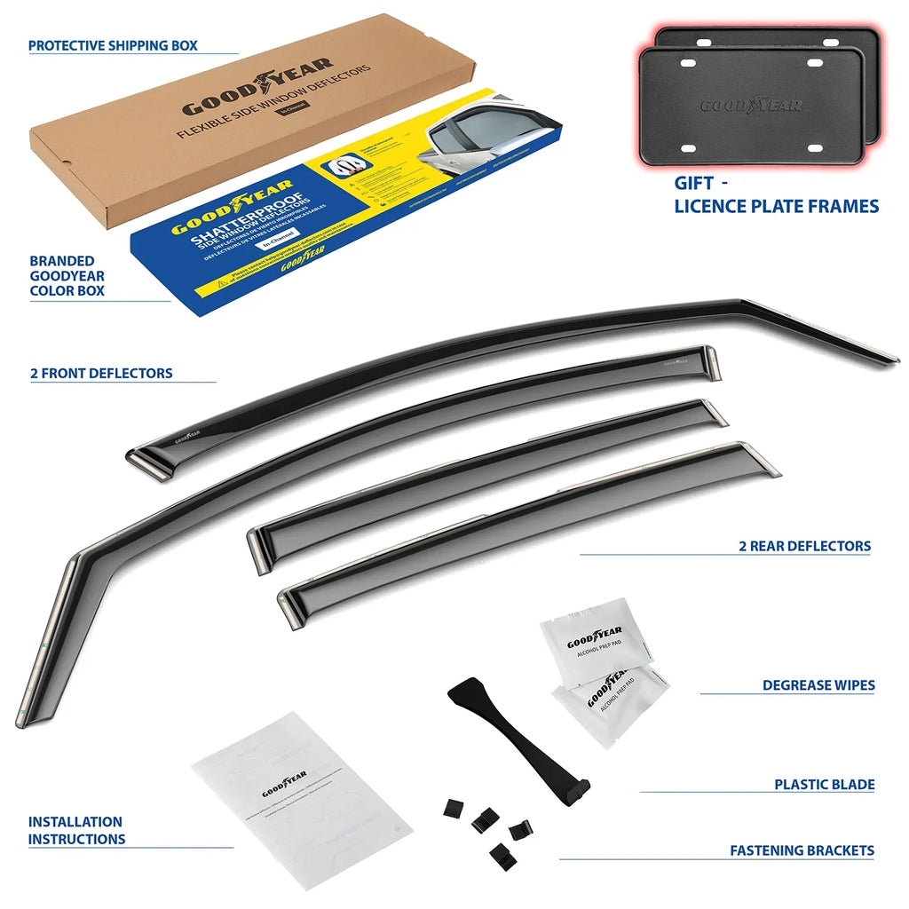 Goodyear Shatterproof in-Channel Window Deflectors for Subaru  Crosstrek 2018-2023/Impreza Hatchback 2017-2023, Rain Guards, Window Visors for Cars, Vent Deflector, Car Accessories, 4 pcs -