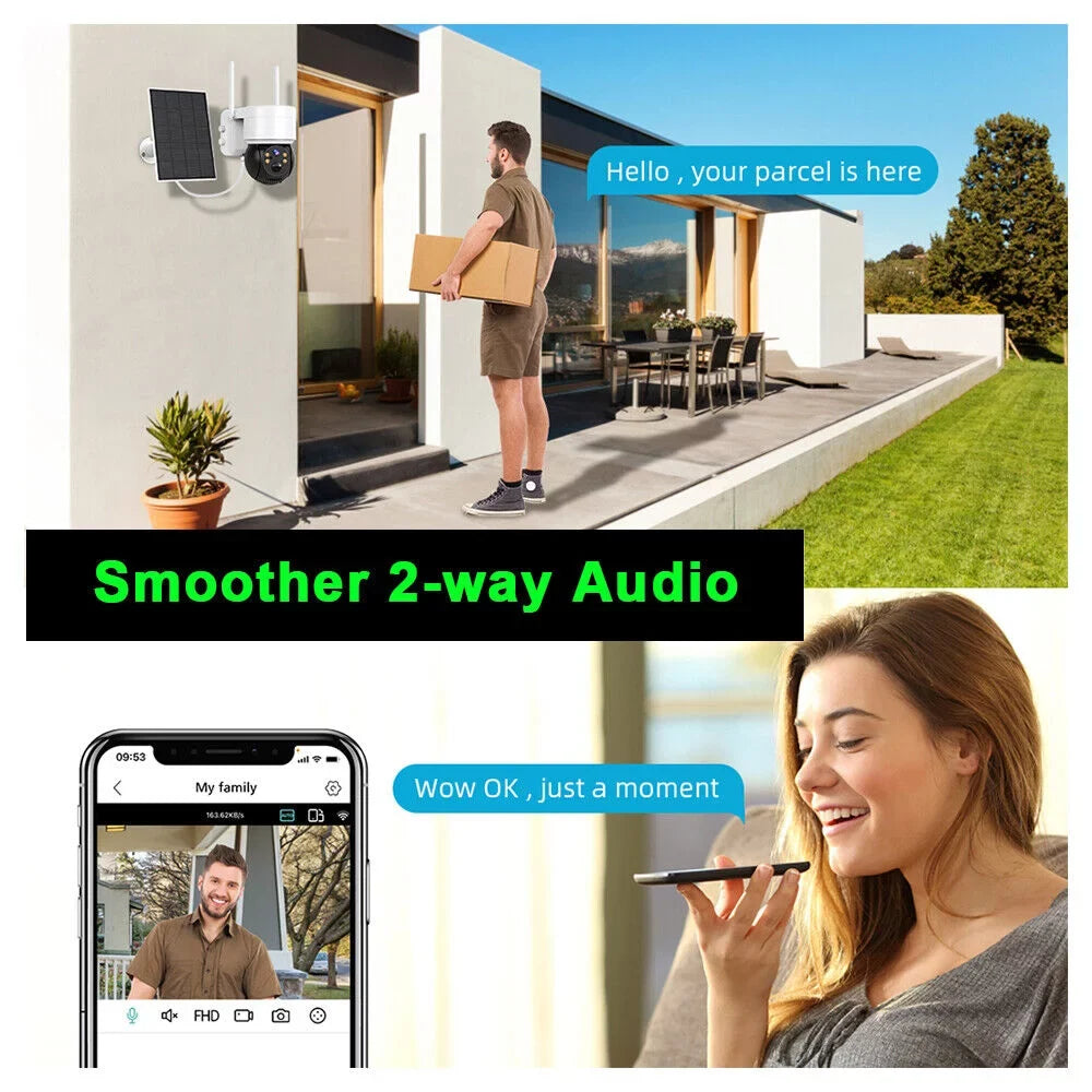 Solar Security Cameras Wireless Outdoor, 2K WiFi 360  Camera, Solar Powered Security Cameras with Spotlight & Siren,  Motion Detection, Color Night Vision, 2 Way Audio, 15000mAh Battery, Beisu