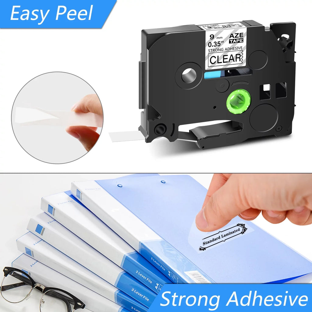 8 Pack Compatible for Brother TZe- - -121 TZe-121 Tape 9mm 0.35'' Laminated Black on Clear Extra Strength Label Tapes use in -Touch -   Label Maker 26.2ft 8m