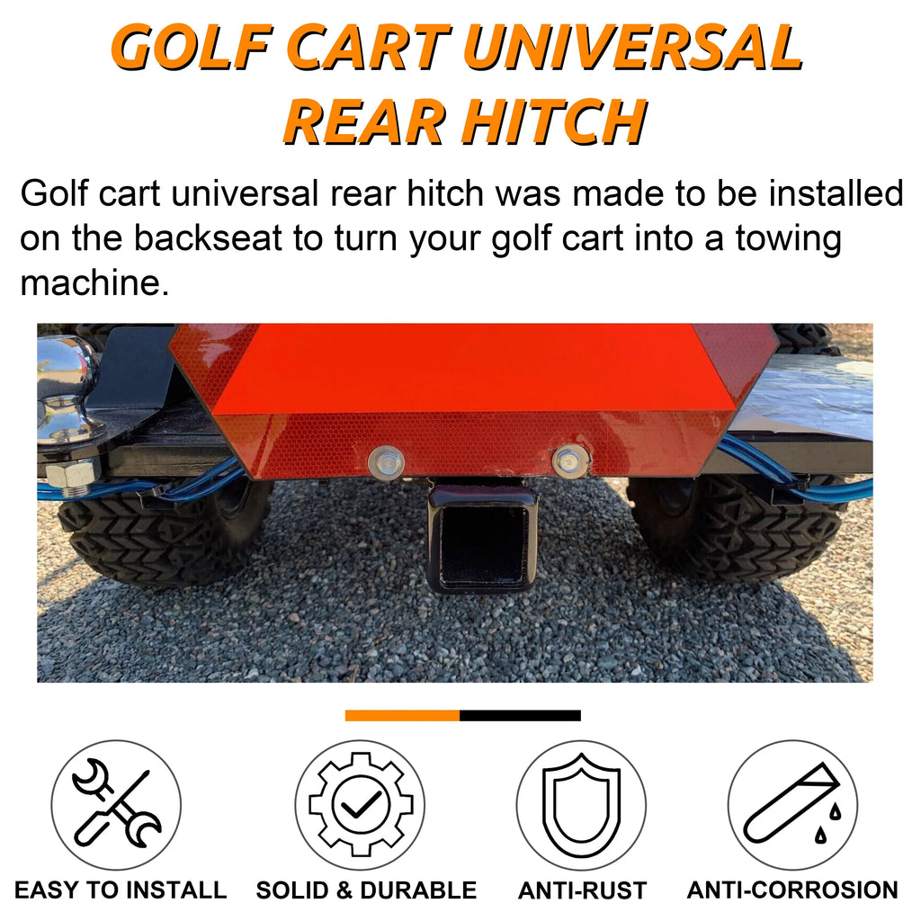 Golf Cart Trailer Hitch Receiver 2" Rear Receiver Hitch Kit Club Car  Yamaha Universal Rear Seat Trailer Hitch Receiver