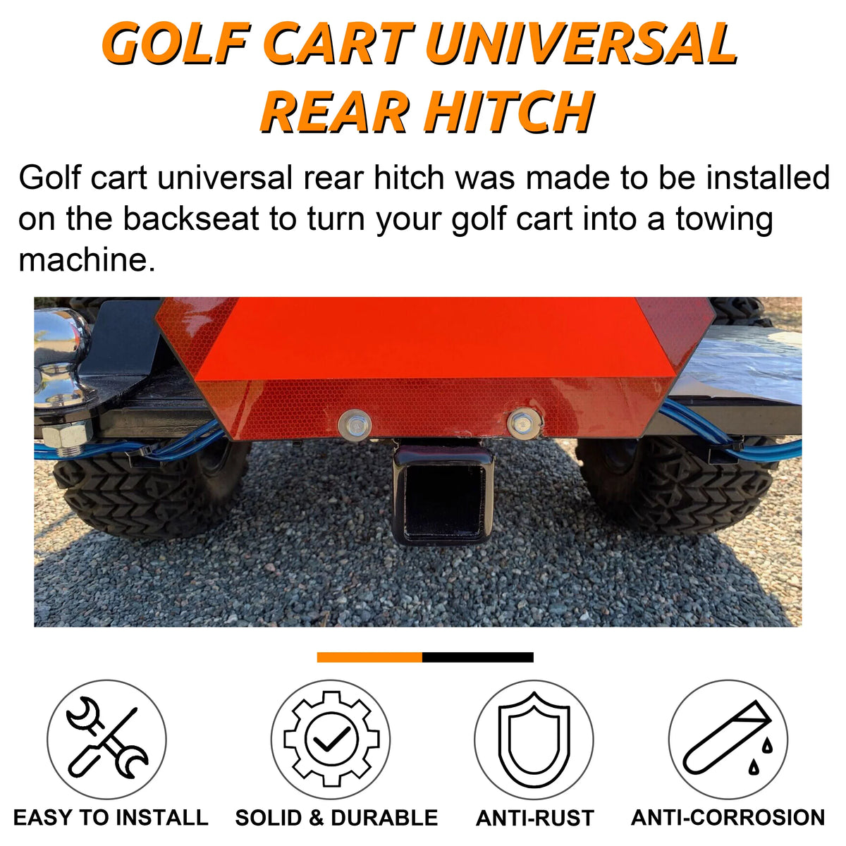 Golf Cart Trailer Hitch Receiver 2" Rear Receiver Hitch Kit Club Car  Yamaha Universal Rear Seat Trailer Hitch Receiver