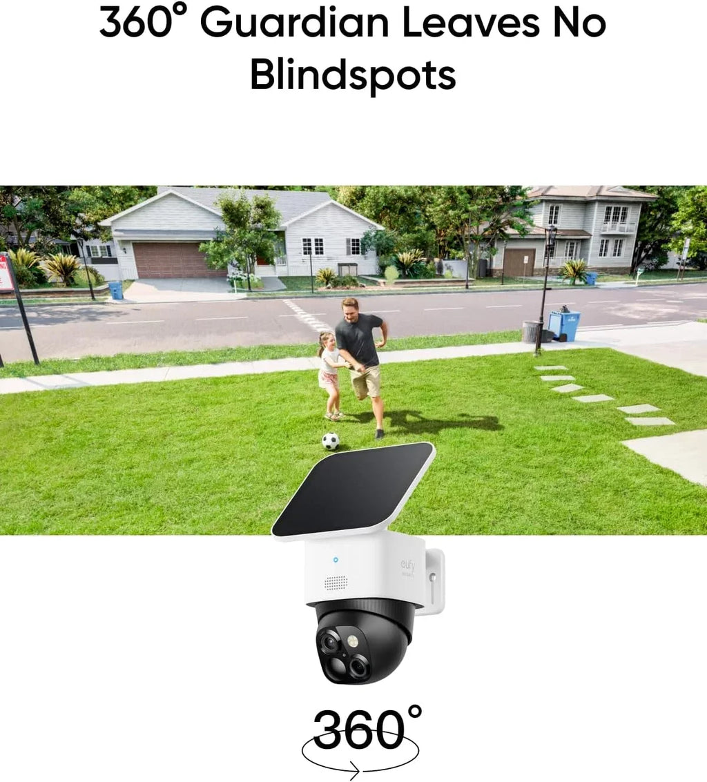 eufy Security SoloCam , Solar Security Camera, Wireless Outdoor Camera, 360° Surveillance, No Blind Spots, 2.4 GHz Wi-Fi, No Monthly Fee, HomeBase  Compatible