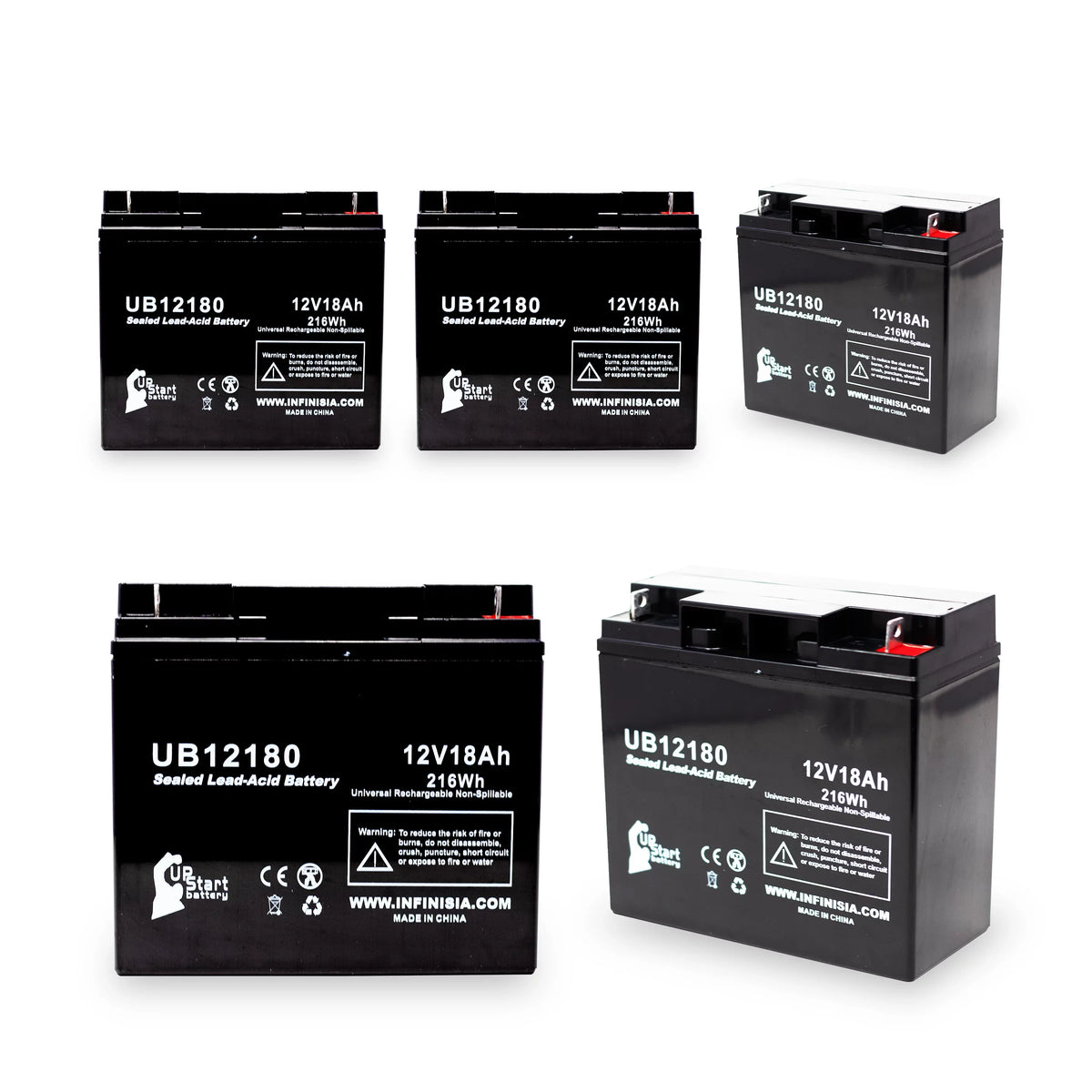 5x Pack - Compatible General Power  Battery - Replacement  Universal Sealed Lead Acid Battery (12V, 18Ah, 18000mAh,  Terminal, , )