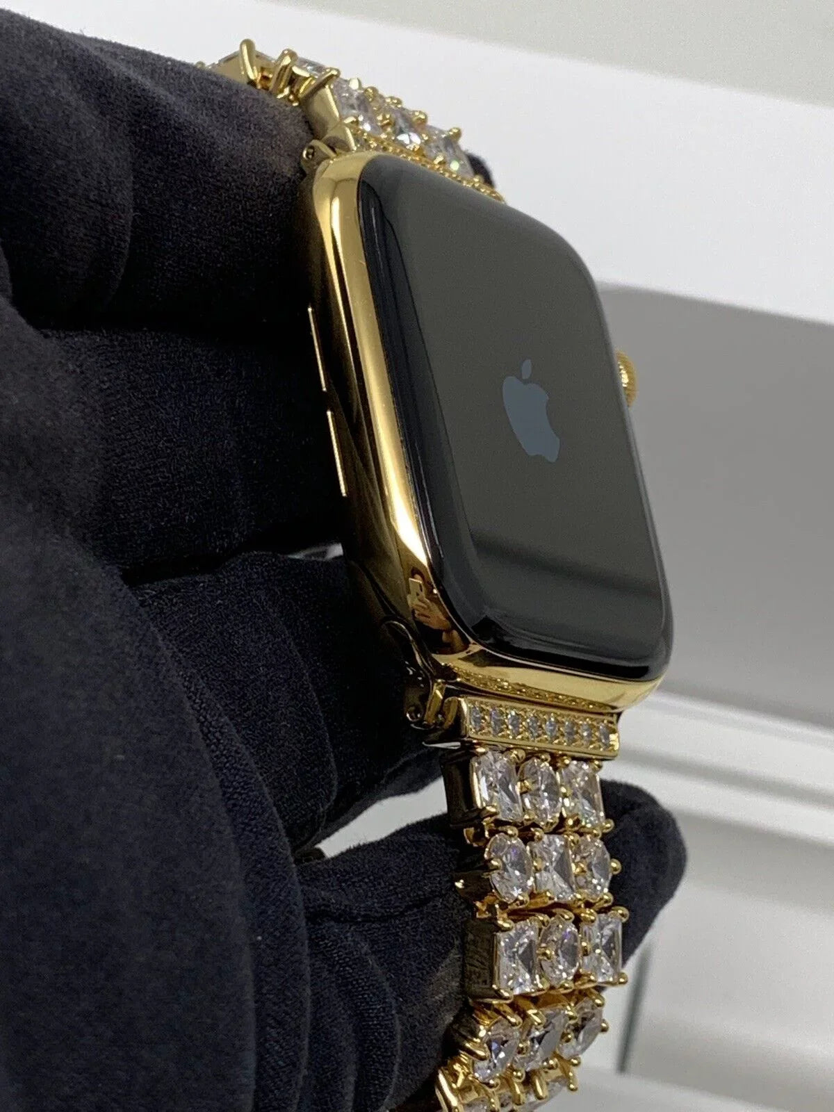 24K Gold Plated 44MM iWatch  5 Gold Link Band Diamond Rhinestones