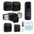 Blink_Outdoor Whole Home Bundle, 1 Floodlight Mount, 3 Outdoor & 1 Indoor Cameras, Video Doorbell +  32GB  Drive & Cleaning Cloth