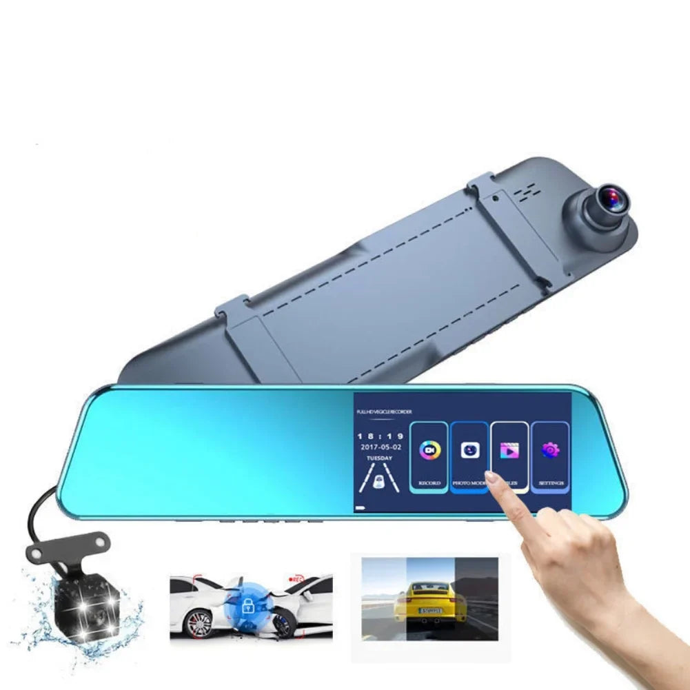 Driving recorder dual recording 5 inch  1080P night vision rear view car video recorder  full touch screen