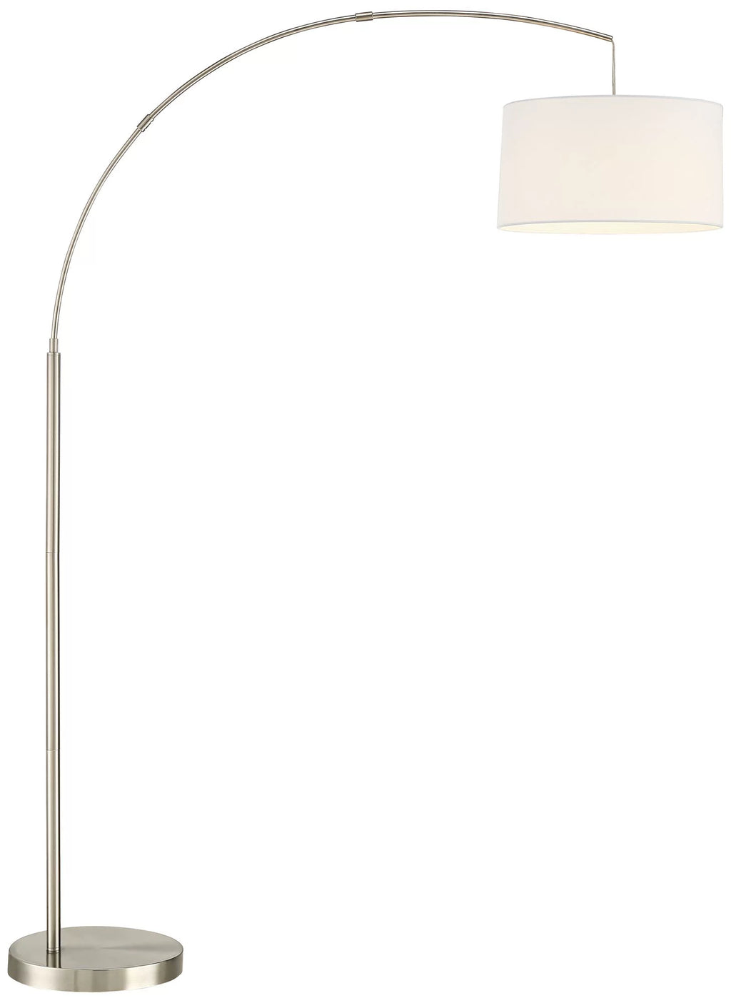 360 Lighting Modern Arc Floor Lamp with  Charging Port 72" Tall Brushed Nickel White Drum Shade for Living Room Reading House