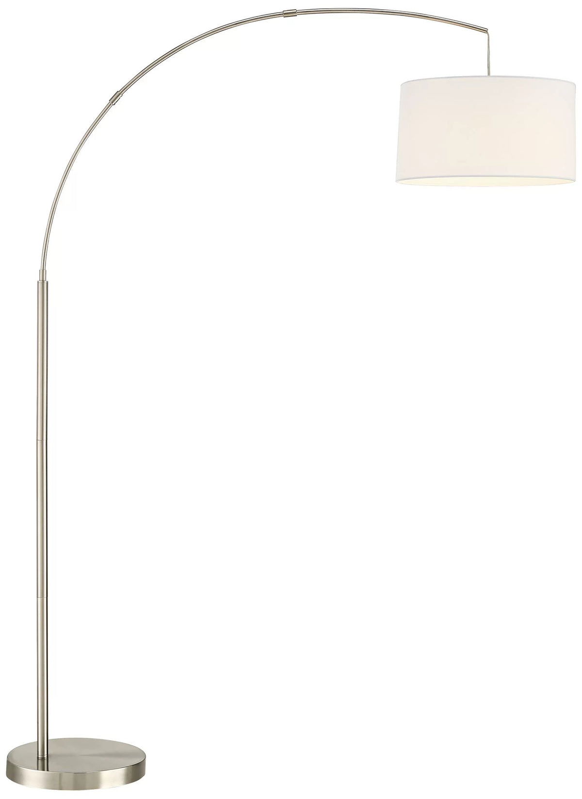 360 Lighting Modern Arc Floor Lamp with  Charging Port 72" Tall Brushed Nickel White Drum Shade for Living Room Reading House