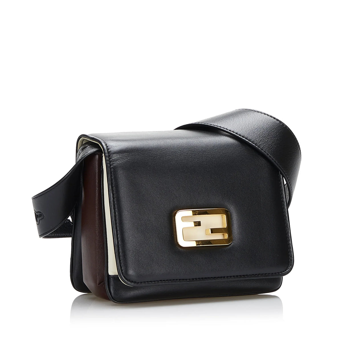 Pre-Owned Authenticated Fendi Small  Crossbody Bag Calf Leather Black Unisex (Good)