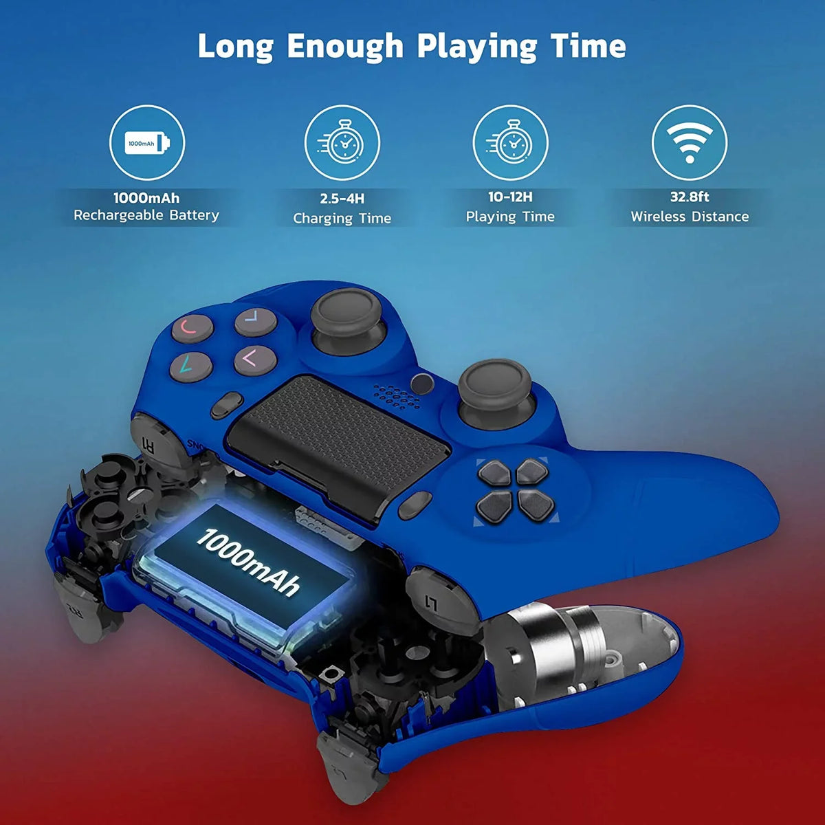 Wireless GamePad Compatible with Samsung Galaxy  Controller Plus 1,000 Battery/Built-In Speaker/Gyro/Remote BlueTooth Slim (Blue)