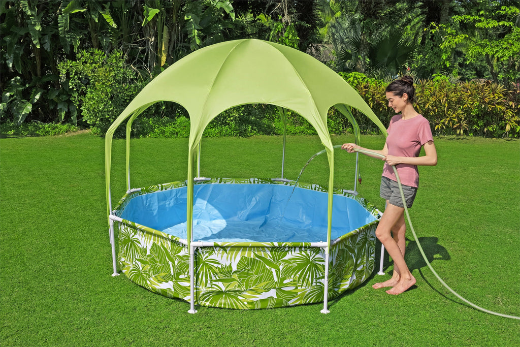 8 ft. x 20 in. Round Above Ground Pool Set With Pool Shade