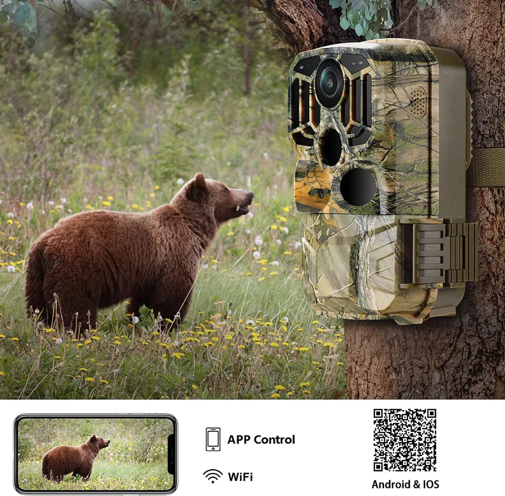 WiFi Bluetooth Trail Camera 20MP 1296P Game Hunting Camera with Nigth Vision Waterproof