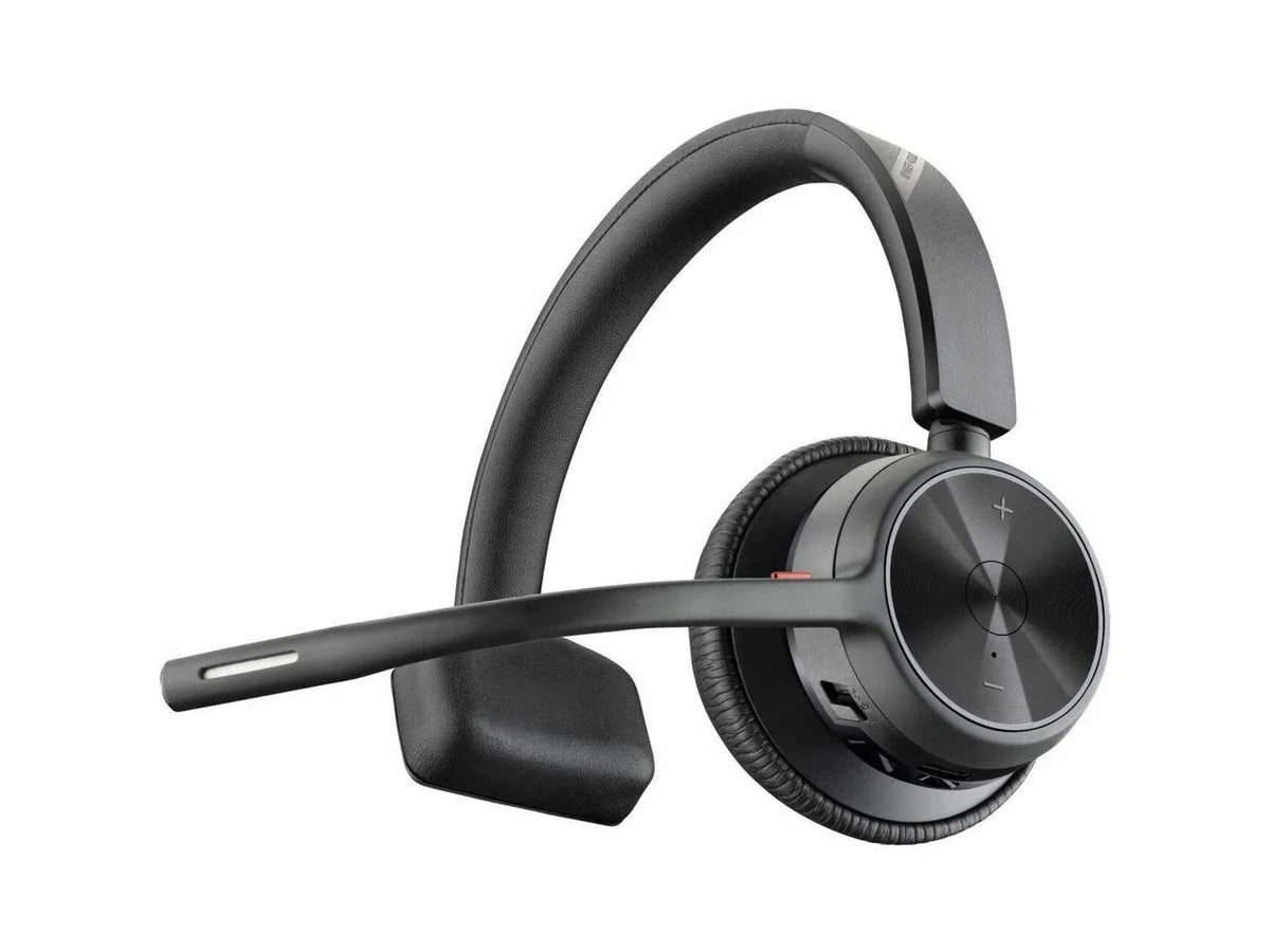 Poly Voyager 4310 - Headset with Charge Stand - Siri, Google Assistant - Mono - Wireless - Bluetooth - 298.6 ft - 20 Hz - 20 kHz - Over-the-head, On-ear - Monaural - Ear-cup - Electret Condense...