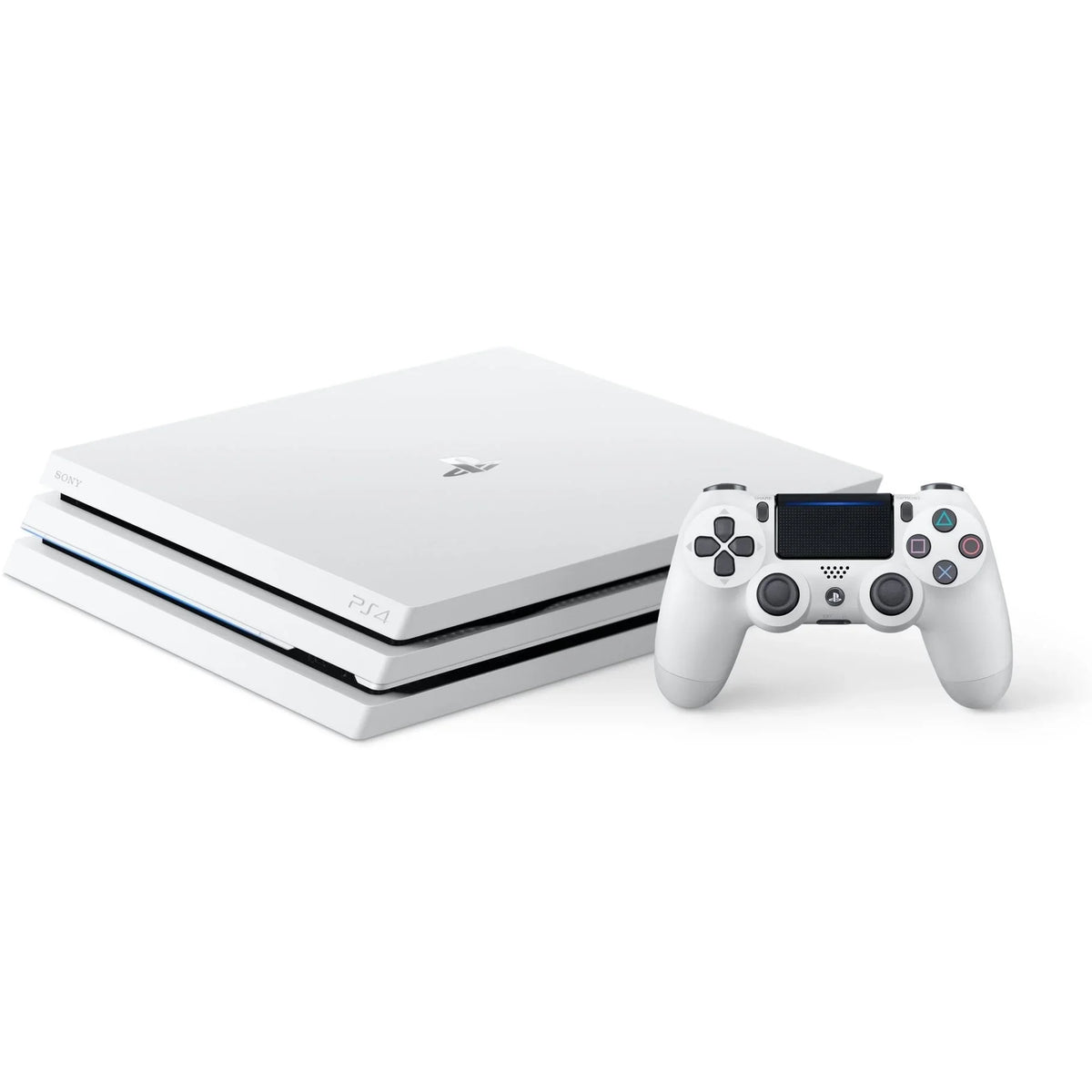 Pre-Owned Sony PlayStation 4 Pro 1TB Gaming Console White with Charging Dock Headset Bolt Axtion