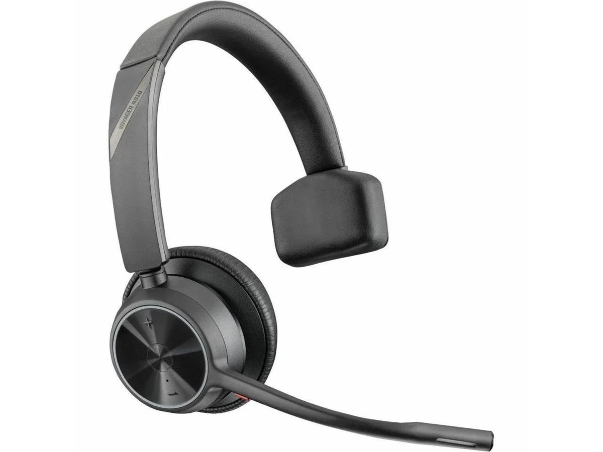 Poly Voyager 4310 - Headset with Charge Stand - Siri, Google Assistant - Mono - Wireless - Bluetooth - 298.6 ft - 20 Hz - 20 kHz - Over-the-head, On-ear - Monaural - Ear-cup - Electret Condense...