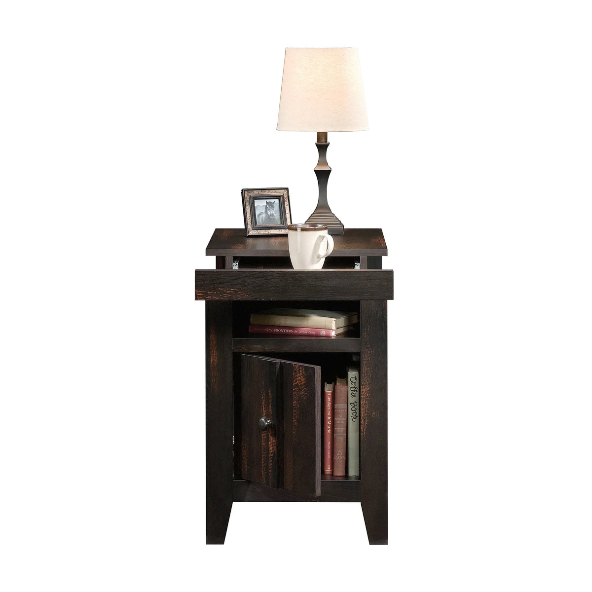 Sauder Dakota Pass End Table, Char Pine Finish
