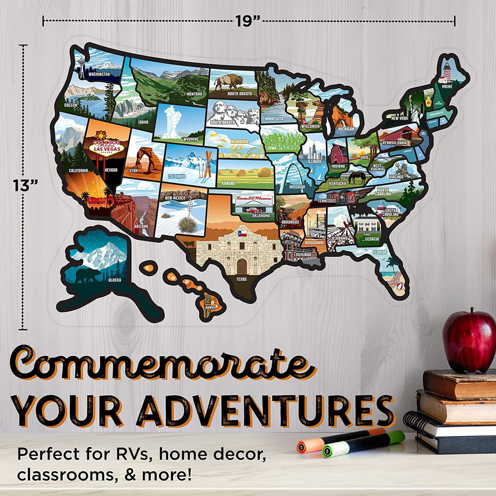 See Many Places  State Sticker Map, 19x13" Travel Trailer Decals, 50 States
