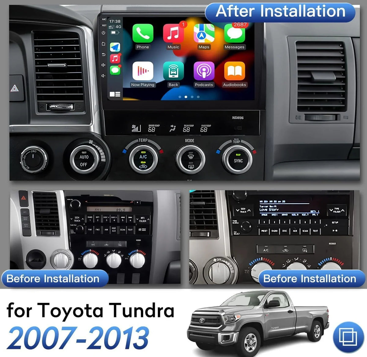 Android 12 Car Stereo Radio for Toyota Tundra (07-13) Sequoia (08-17), 4+32GB  Navigation 10.1 Inch  Touchscreen Carplay/Android Auto  + Camera