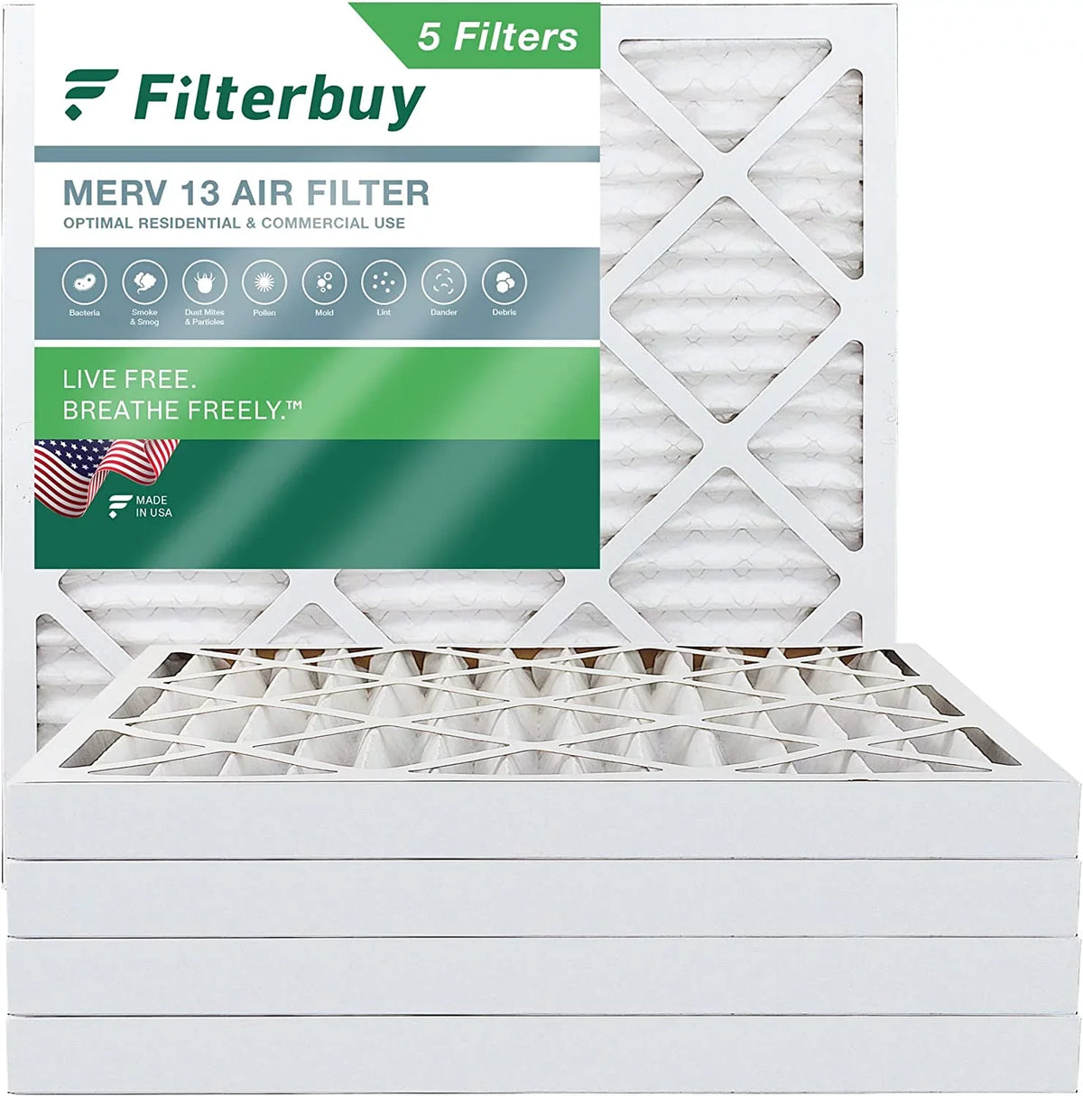 Filterbuy 24x24x2  13 Pleated   Furnace Air Filters (5-Pack)