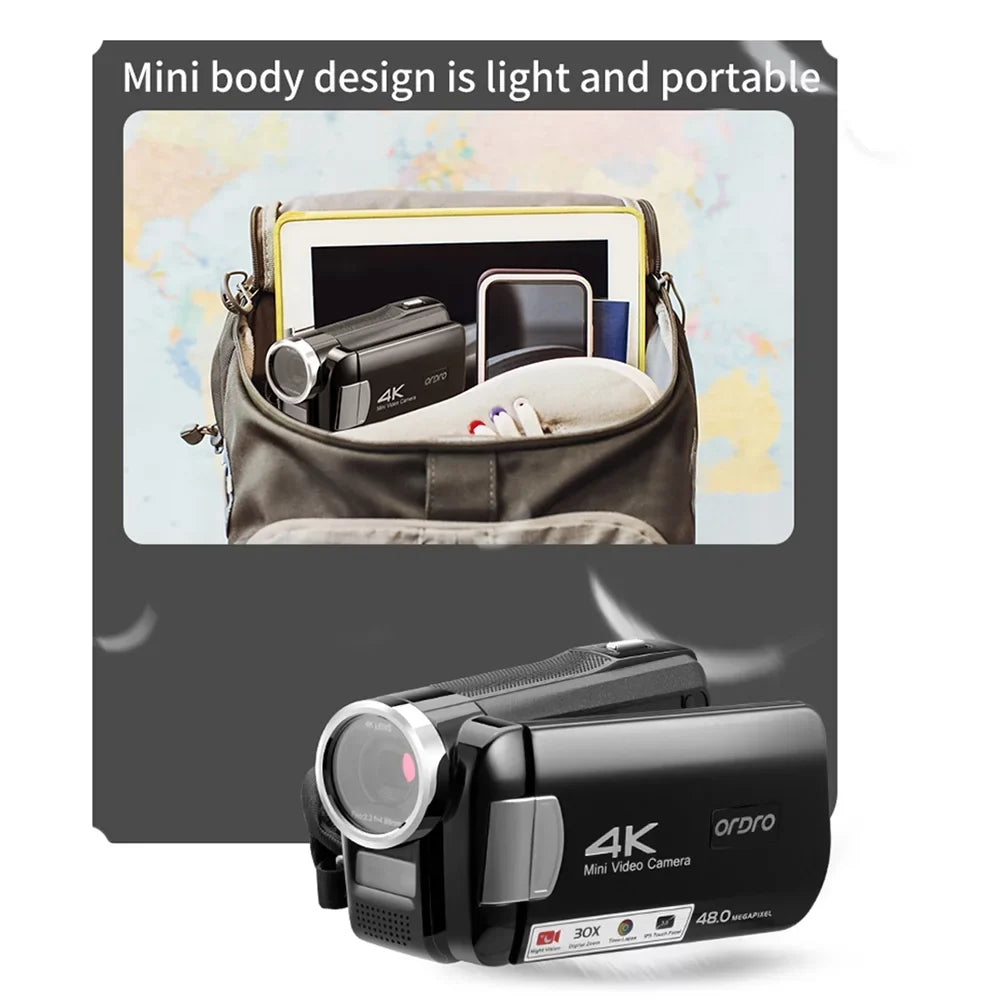 Camcorder, 4K Digital Video Camera Recorder, 48MP 30X Zoom, Night Vision - Capture Stunning Videos and Photos