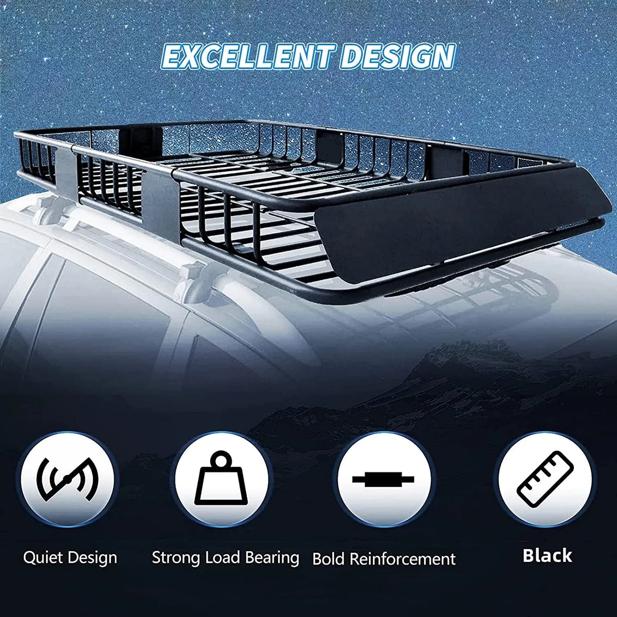 64" x 39" x 6'' Universal Roof Rack Cargo Carrier with Extension 250LBS Weight Capacity Heavy Duty Steel Car  Top Luggage Storage Holder Basket for Travel