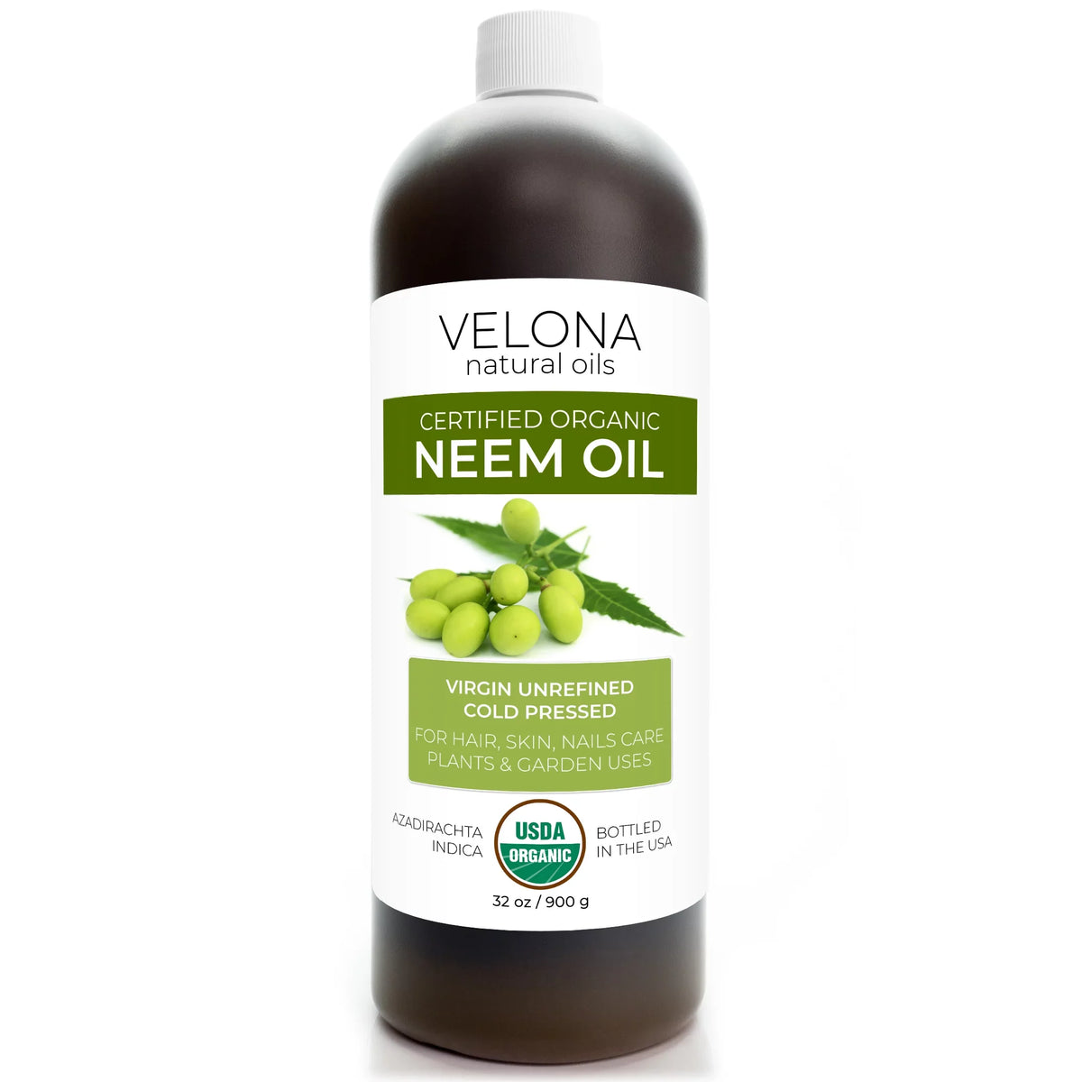 Velona Neem Oil  Certified Organic - 32 oz | 100% Pure and Natural Carrier Oil | Virgin, Unrefined, Cold Pressed | Hair, Body and Skin Care | Use Today - Enjoy Results