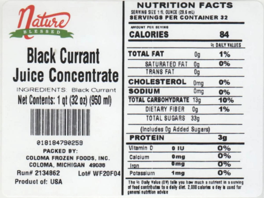 Pure Black Currant Concentrate - 1 Quart (1/32 Fl Oz Bottle), Applications: Home Wine Making, Brewing, Distilling, Smoothies, Jelly