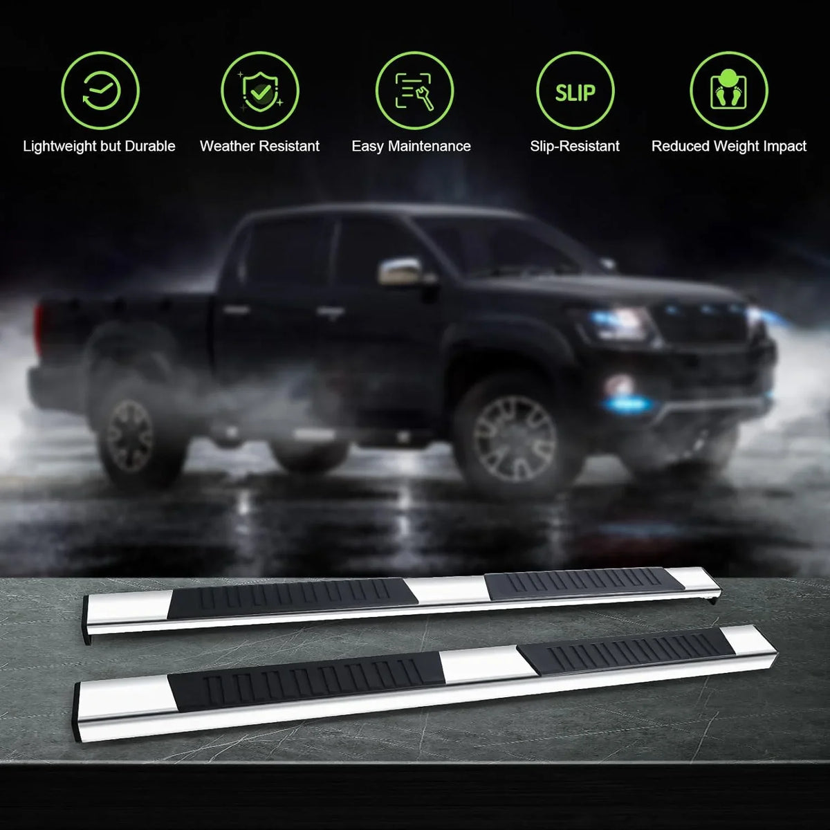 6" Chrome Running Boards Custom Fit 2019-2024 Chevy Silverado/Gmc Sierra 1500 & 2020-2024 Silverado/Sierra 2500/3500 Crew Cab Aluminum Polished Side Step Nerf bar