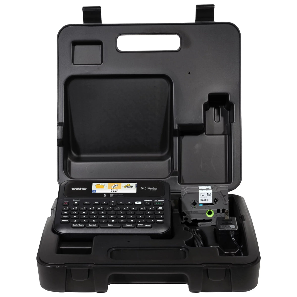 Brother -touch Business Professional Connected Label Maker - with Bluetooth® Connectivity, includes carry case and 4m Black Print on Clear Sample Label Tape ~1/2” (12mm).