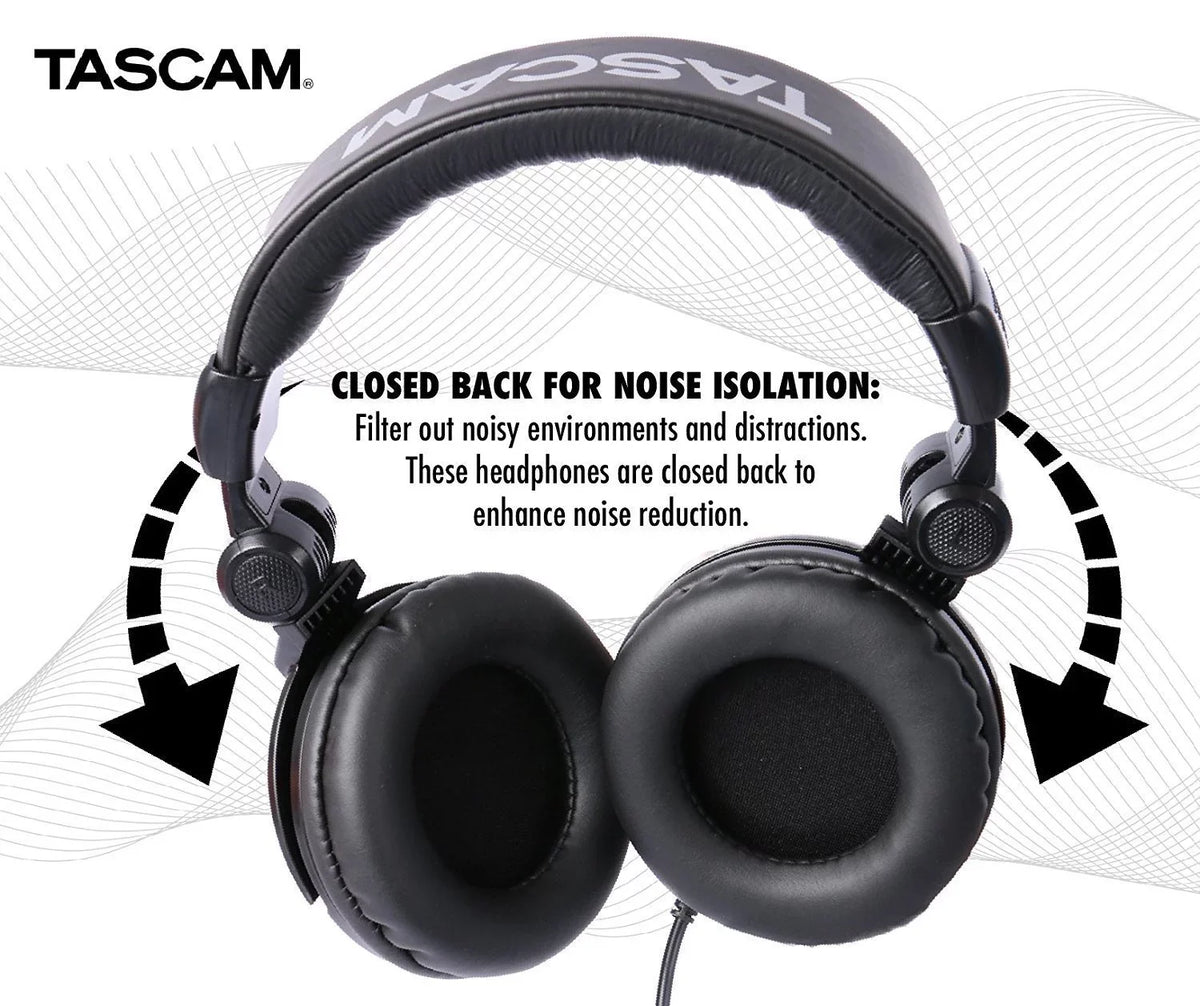 Tascam -03 Closed Back Over-Ear Headphones (Black)